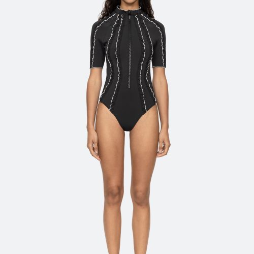 black-camille one piece-front view 2