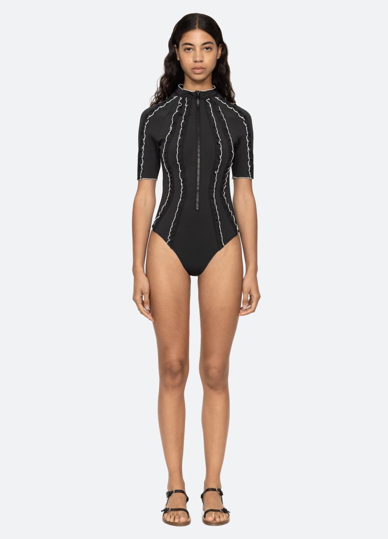 black-camille one piece-front view 2